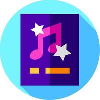 A music player icon with a star and music notes vector