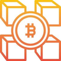 A bitcoin logo with four cubes in the center vector