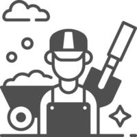 A man with shovel and shovel in the background vector