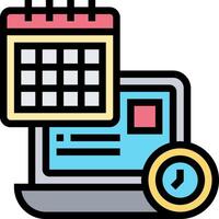 A laptop with a calendar and clock on it vector