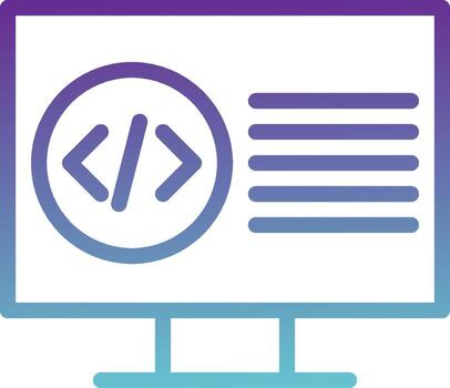 un computadora monitor con un código símbolo en eso vector