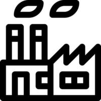 A factory icon with a building and smoke coming out of it vector