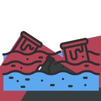 A red and blue bottle with a red lid on top of it vector