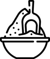 A black and white illustration of a bowl with a bottle in it vector