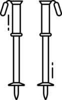 Two metal spikes with handles on a white background vector
