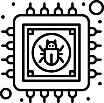 un negro y blanco icono de un computadora procesador vector