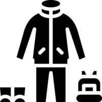 A black and white silhouette of a jacket, boots and hat vector