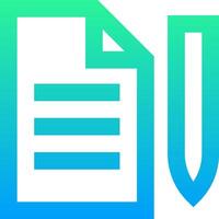 A pen and paper icon with a green and blue background vector