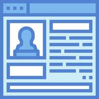 A blue and white icon of a person on a website vector