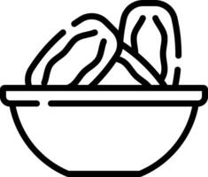 A bowl of nuts in a line drawing vector