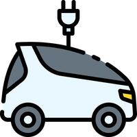 A small electric car with a plug on top vector
