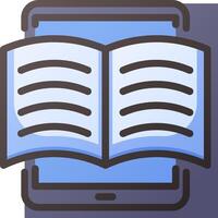 A tablet with an open book on it vector