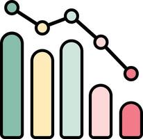 A graph chart with a bar chart and a line vector