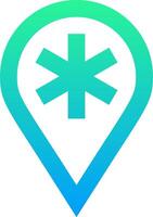 The logo for the app is a blue and green star vector