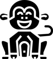 A black and white monkey with a smile on its face vector