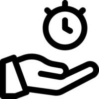 A hand holding a clock icon on a white background vector