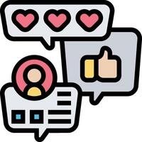 A person is holding a heart and a speech bubble vector