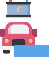 Car battery icon with a car and a battery vector