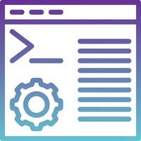 A purple and blue icon with a gear and a text vector