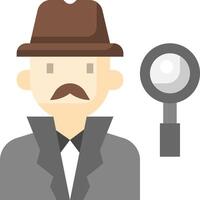 A man with a mustache and hat is holding a magnifying glass vector