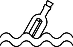 A bottle floating in the ocean with a wave vector