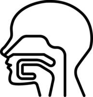 A line drawing of a person's head with a mouth open vector