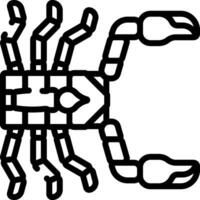 A scorpion is shown in a black and white drawing vector
