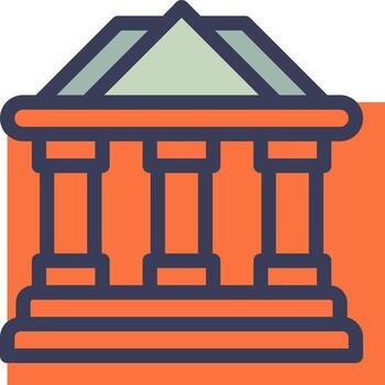 un edificio con columnas y un torre vector