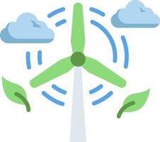 A wind turbine with leaves and clouds vector