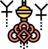 A chinese symbol with three crosses and a bell vector