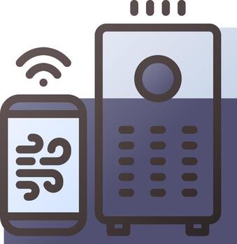 A smartphone and a computer are connected to a wifi network vector