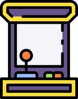 An arcade machine with a joystick and a button vector