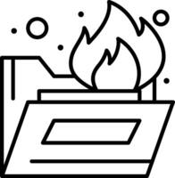 Fire burning in a folder icon vector