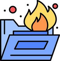 Fire burning in a folder icon vector
