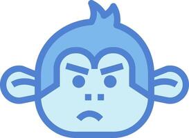 A blue monkey head with a sad expression vector