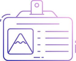 A purple and blue icon of a badge with a mountain on it vector