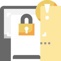 A computer with a padlock on it vector