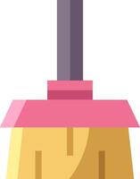 A broom with a pink handle and a yellow handle vector