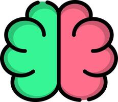 Two brain images with one half pink and one half green vector