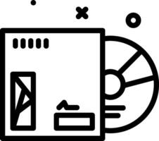 A black and white image of a computer and a cd vector