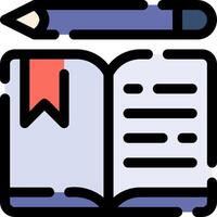 An open book with a pencil and a red ribbon vector