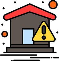 A house with a warning sign and a yellow caution sign vector