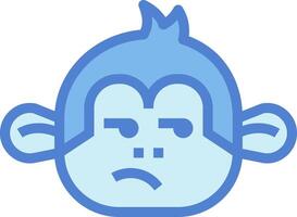 A blue monkey head with a sad expression vector