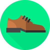 A flat icon of a shoe on a green background vector