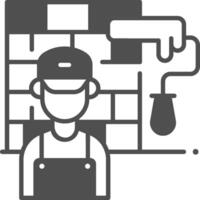 A man in overalls is holding a paintbrush vector