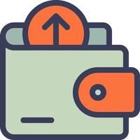 Wallet icon with arrow and money vector