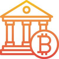 A bitcoin icon with a building and a coin vector