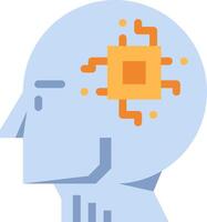 A person's head with a computer chip in it vector