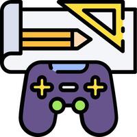 A game controller and pencil are next to each other vector