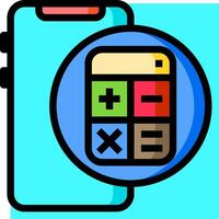 A calculator and phone icon on a blue background vector